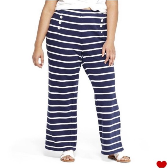 NWT Vineyard Vines For Target Womens Blue Sailor Nautical Striped Pants XL NEW - Picture 1 of 13